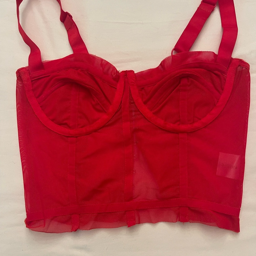 Danielle Guizio Red Bustier Bra